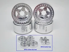 4PCS Aluminum 1.9 inch Beadlock Wheels & Wheel Cap for 1/10 RC Crawler TRX4 SCX
