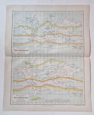 WELLER Mean Temperature Chart Jan-Aug (1871, Collins Student Atlas)