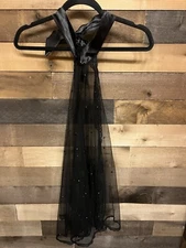 Shirley of Hollywood Net Chemise Back Ties Style 31289 Black Beaded