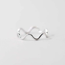 925 Sterling Silver Wavy Ripple Ring Thin Stacking Band Perfect Gift For Women