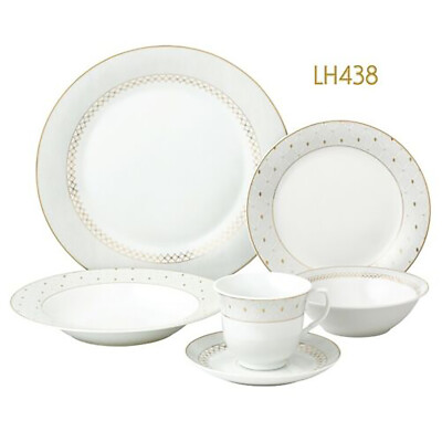24 Pcs Porcelain Dinnerware Service for 4, Carlotta-Mix and Match-Silver Border