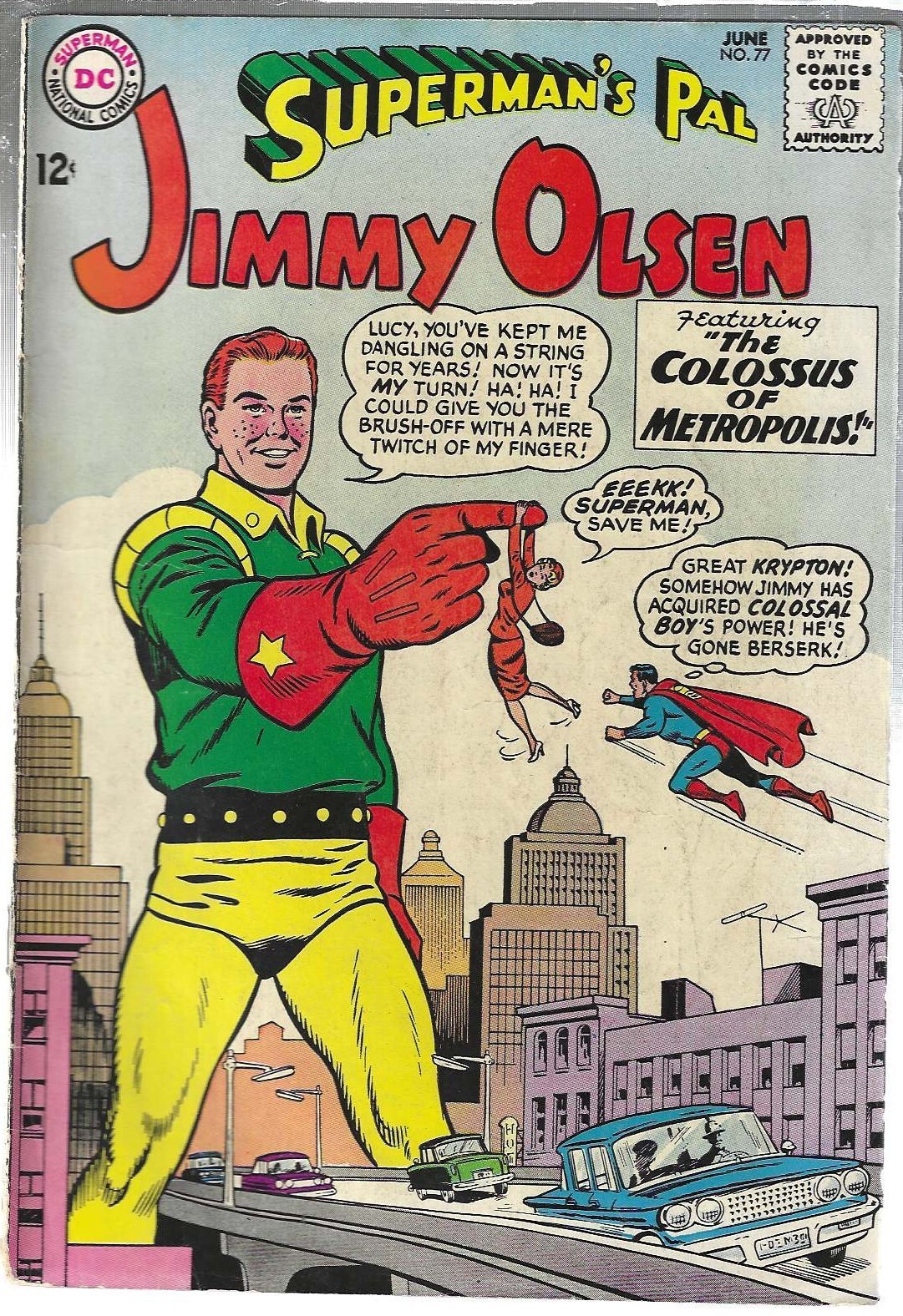 SUPERMAN'S PAL JIMMY OLSEN #77 DC COMICS 1964 FN JIMMY IS COLOSSAL BOY!