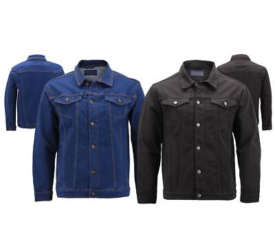 Men s Classic Multi Pocket Button Up Stretch Denim Casual Trucker Jean Jacket