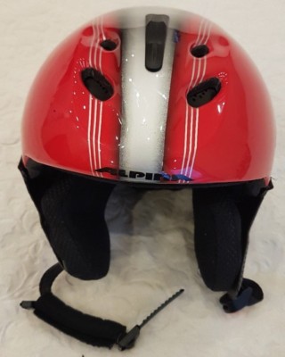 Kids Alpina Twister Ski Helmet Size 48-52cm Red Silver Mint Condition