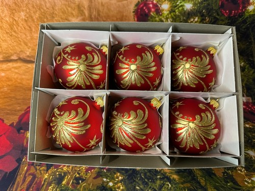 Hand Made Mouth Blown set of 6 . 8cm Christmas Glass Baubles Ornaments multisale - Picture 211 of 329
