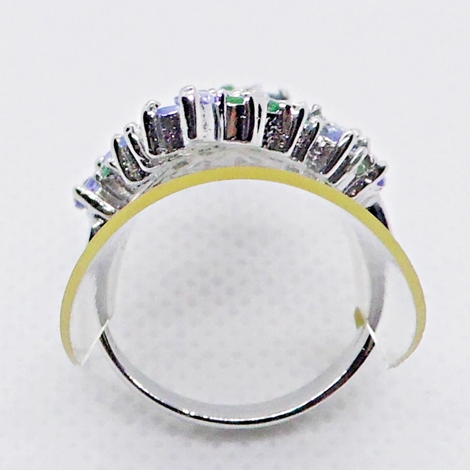 Navette Tansanit Smaragd Ring 925 Silber 585 Weißgold vergoldet 19,4 mm 61 - Bild 4 von 4