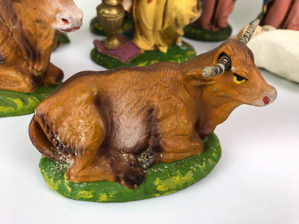 Vintage 11 Pcs Nativity Set Figures Animals Composition Italy - Image 3 of 4