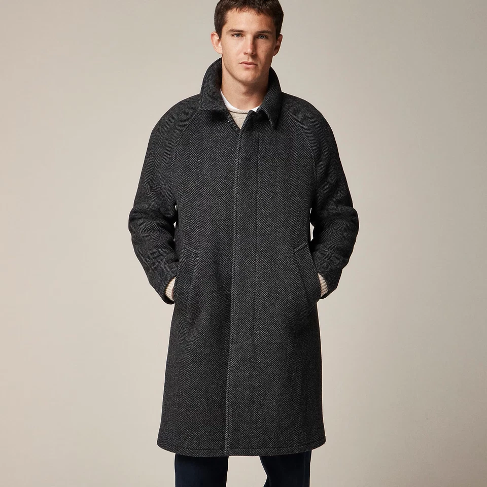 Abrigo de coche J.Crew $498 Rivington en mezcla de lana espiga, negro/gris, 44/R Foto 2 de 4