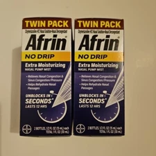 Afrin No Drip Extra Moisturizing Pump Mist Twin Pack 15ml Each X2 Exp 09/2026+