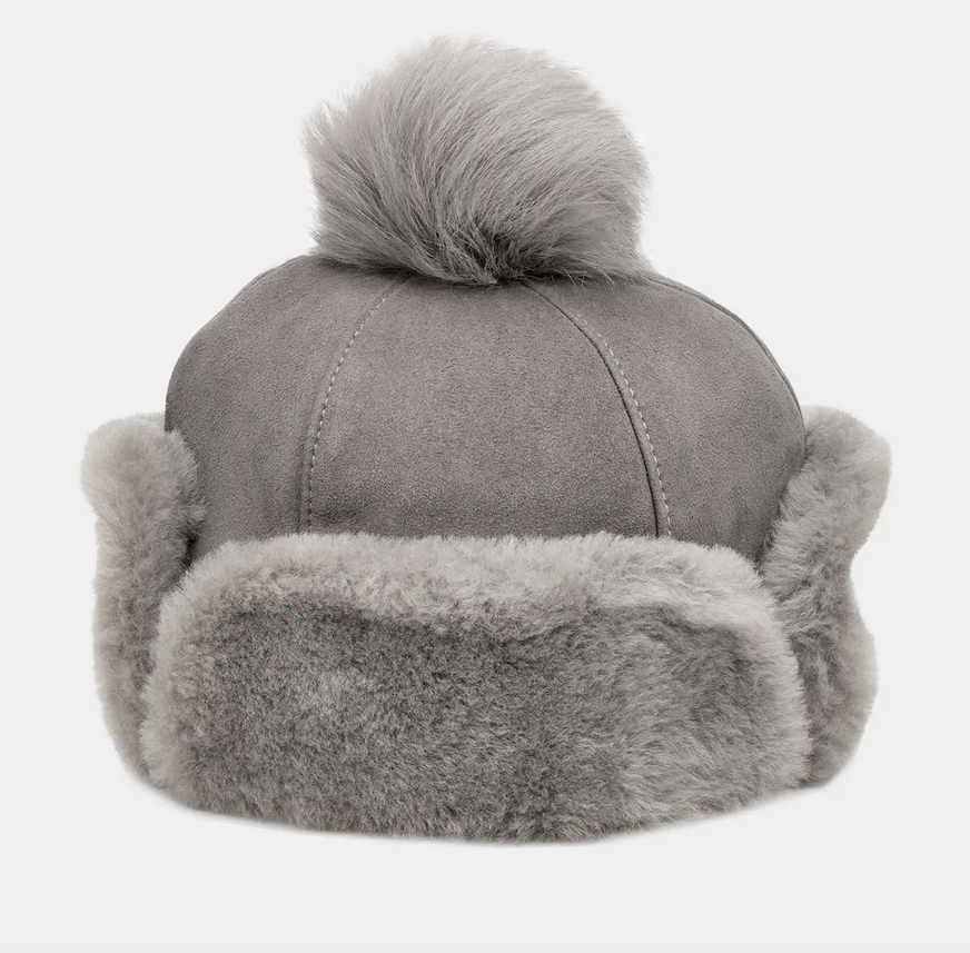 UGG Hat UpFlap Shearling Pom Aviator Water Resistant Trapper  display picture 1