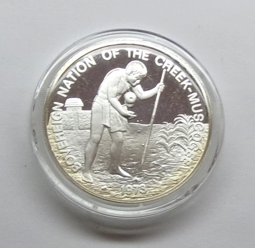 1973 Sovereign Nation of the Creek-Muscogee Indian Tribe  .999 Silver Proof Rd