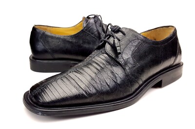 GENUINE LIZARD SKIN 7.5 E Black Dress Shoes - Bama