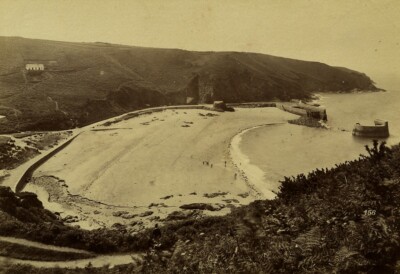 Vereinigtes Königreich Trikot Panorama von Lecq Strand altes Foto Neurdein 1890