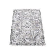 2'2" x 2'10" Gray Silken Roman Mosaic Design Hand Knotted Sample Mat Rug R87778