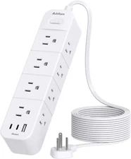 Surge Protector Power Strip 15 Ft Cord Flat Plug Extension Cord with 12 Outlets