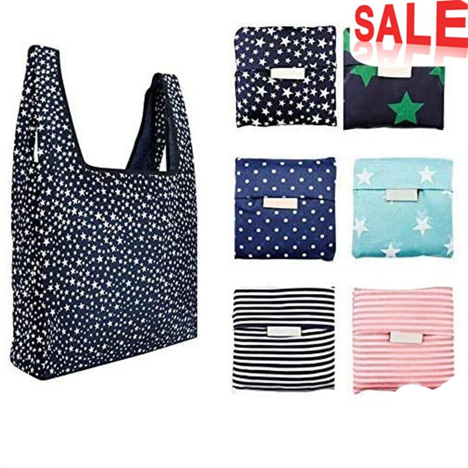 6 Pcs Reusable Shopping Bag Foldable Travel Shopping Tote Grocery Bags Washable eBay
