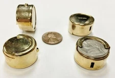 VINTAGE HONG KONG GOLD SPRING LOADED BARREL NICKEL COIN HOLDER WITH LOOP D388