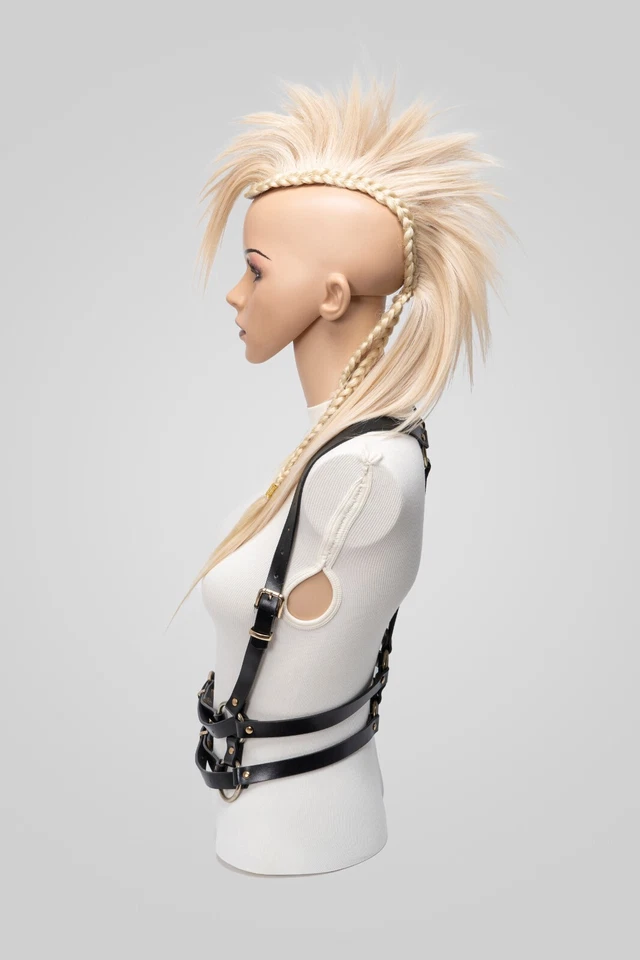 Pelucas rubias pegadas con clip mohawk festivales carnavales tupíes cyberpunk Foto 4 de 4