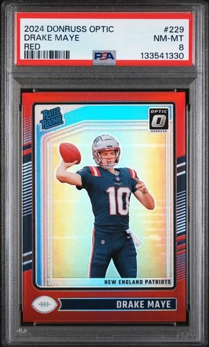 2024 PANINI DONRUSS OPTIC RED #229 DRAKE MAYE ROOKIE RC 35/125 PSA 8