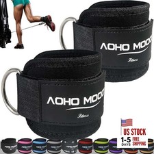 Comfortable Adjustable Ankle Straps for Cable Machines Women, Gym Black Pair