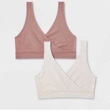 Lot Of 4 Women  s Auden Unlined Nursing Bralettes White Mauve Sz XL 40 Retail