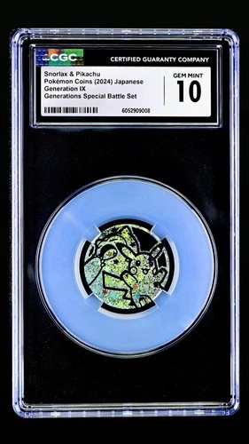 Pokémon Snorlax & Pikachu Coin Card Holo Foil Generations RARE CGC 10 Mint