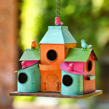 Large Bird Houses for outside Hanging, Colorful Metal Bird Houses for outside wi