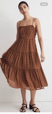 NWT Madewell size 2 Sophia Cami tiered midi dress in Dot ties in back