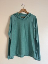 The North Face FlashDry Women's Teal Pullover Hoodie L V Neck Thumb Holes