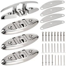 4x 6 inch Boat Folding Cleats 316 Stainless Steel Flip-up Marine Dock Rope Cleat