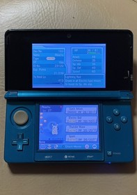 Nintendo 3DS Aqua Blue System w/ Pokemon Alpha Sapphire TESTED 64GB SD + Charger