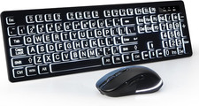 Wireless Keyboard and Mouse - Large Print Wireless Keyboard, 2.4G Full Size Key