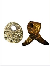 Vintage Hammered Bronze 'Ribbon' and Disk Artisanal Pendants