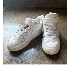 Nike Kids Mid Top Sneakers White Hook Loop Strap Logo Round Toe US 10C