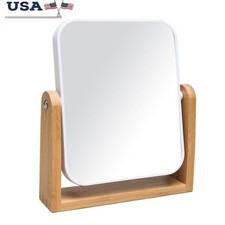 Vanity Makeup Mirror Natural Bamboo Stand 8 in 1X/2X Magnification Double Sided