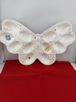 Lenox   Butterfly Meadow  Sculpted Porcelain Egg Plate.12.75x7.75 Inches