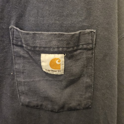 Carhartt Men Shirt 3XL Blue Logo Patch Pocket Workwear Original Fit Henley - Picture 3 of 6