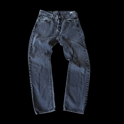 Levis 501 Original Fit Mens Faded Black Distressed Jeans 28x28 Faded