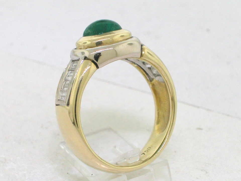 Smaragd Diamant Ring 750 Gelbgold Weißgold Smaragd 8 Diamanten Zertifikat - Bild 4 von 4