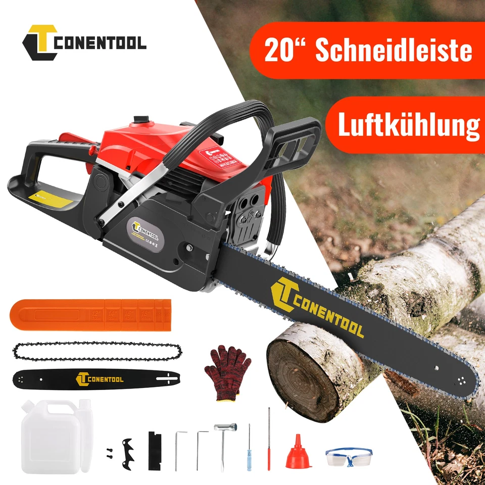20"Benzin Kettensäge 58CC Motorsäge Kettensäge Säge Set 22.5KW 2-Stroke mit 8PCS - Bild 2 von 4