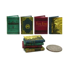 VICTORIAN NOVELS Books 4 Pc 1:12 SCALE MINIATURE Illustrated Readable Books 