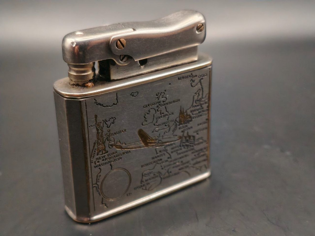 Vintage Ibelo Monopol Wick Lighter c.1930s–40s World Map Design