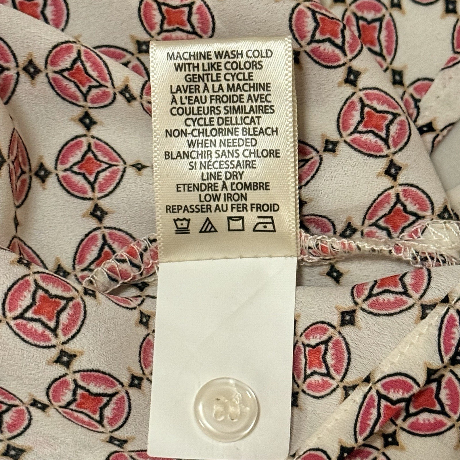 Max Studio Long Sleeve Button Up Blouse Pink Geom… - image 10