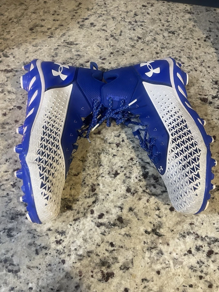 Blue And White Under Armour Hammer Mc Size 17, Football Cleat - Image 3 of 4