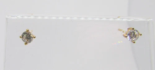 Vintage Small Clear Stone Gold Stone Stud Retro Costume Jewelry Earrings 4mm