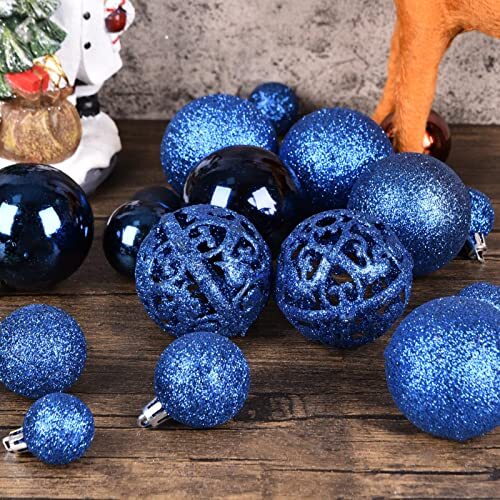 100ct Christmas Balls Tree Ornaments, Shatterproof Christmas Tree Dark Blue - Picture 3 of 7