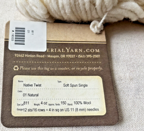 1 sk New Imperial 100% Wool Yarn Native Twist Natural Color 4 oz 150 yrd - Picture 2 of 2