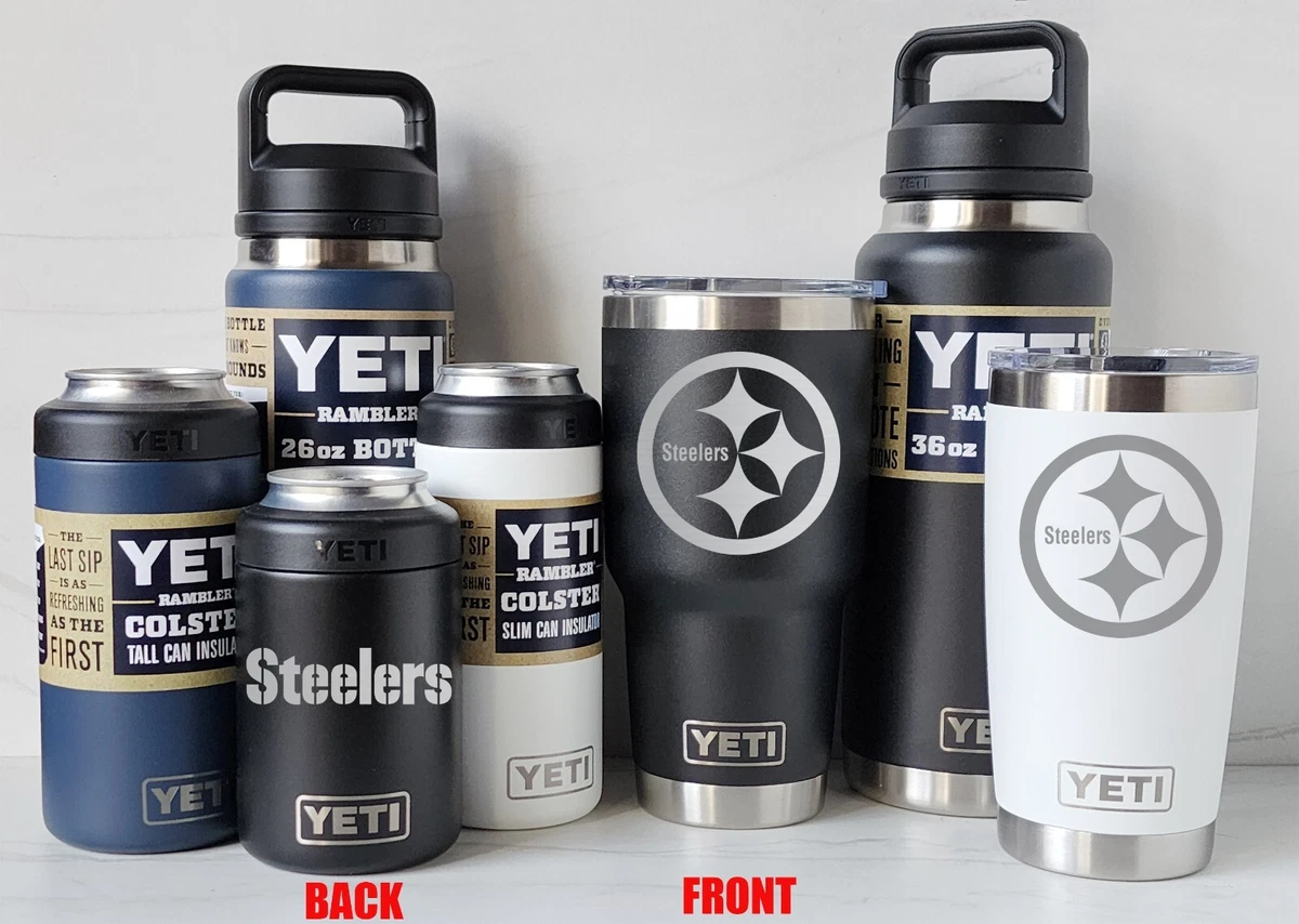 Pittsburgh Steelers YETI Laser Engraved Tumblers, Can Colsters and