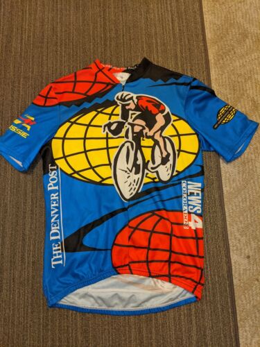 Men's Blue 1997 Colorado Bicycle Tour 418 miles AOP Aussie Cyclist Shirt Large - Picture 1 of 7