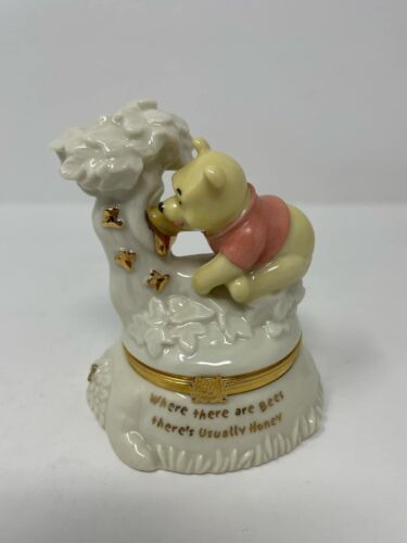 Lenox Disney Pooh's Treasure Of Honey W/ Bee Charm Porcelain Hinged Trinket Box - Picture 2 of 12